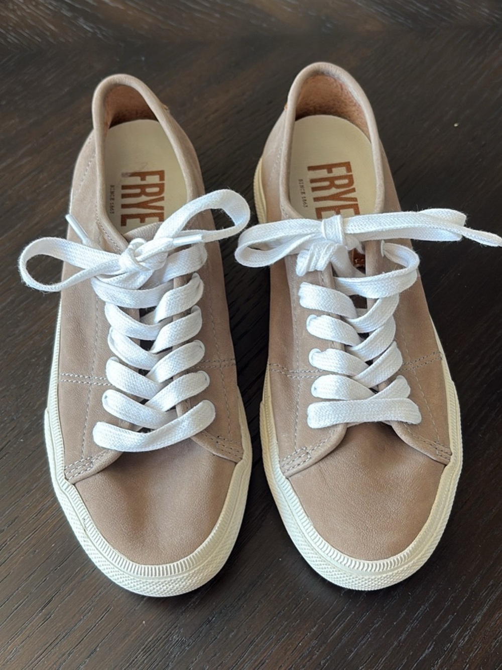 Frye Gia Leather Lace-Up Sneakers in Taupe 6M - Picture 8 of 8